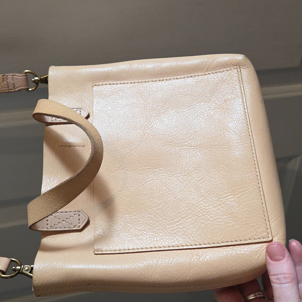 Madewell Small Transit Tote Top Handle Crossbody Leather Nude